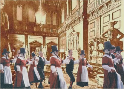 Society member Helen Forder created this image using a photograph of dancers taken at the inaugaration of the Society on 12 October 2003.