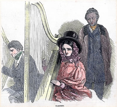 Harpists at Llanover c. 1850